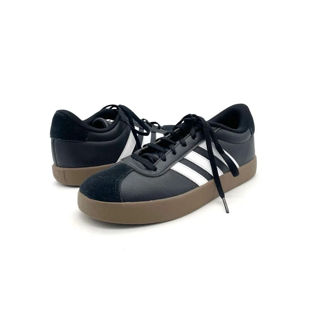 Adidas VL Court 3.0 Big Kids Youth Size 6 Black White Gum Sneakers Shoes